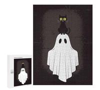 500 PCS Puzzles pour Adultes Black Cat on Ghost Halloween Illustration Analyse Et Logique du Jeu De Puzzle Familial Interaction Parent-Enfant 500 PCS