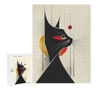 500 PCS Puzzles pour Adultes, Cadeaux Abstract Black Cat Vector Portrait with Red Eyes Puzzle, Jeux De Détente, Vacances À La Maison, Passe-Temps, Cadeau d'anniversaire, Cadeaux, 500 PCS