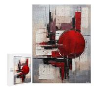 500 PCS Puzzles pour Adultes, Cadeaux Abstract Red Sphere - Black, White & Crimson Geometry Puzzle, Jeux De Détente, Vacances À La Maison, Passe-Temps, Cadeau d'anniversaire, Cadeaux, 500 PCS