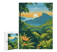 500 PCS Puzzles pour Adultes, Cadeaux Tropical Landscape with Mountain and Sunset Puzzle, Jeux De Détente, Vacances À La Maison, Passe-Temps, Cadeau d'anniversaire, Cadeaux, 500 PCS