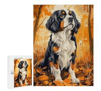 500 PCS Puzzles pour Adultes Cavalier King Charles Spaniel in Autumn Leaves Analyse Et Logique du Jeu De Puzzle Familial Interaction Parent-Enfant 500 PCS