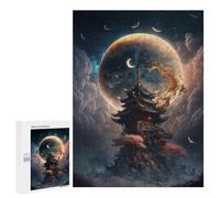 500 PCS Puzzles pour Adultes Enchanted Moonlit Pagoda Puzzle pour Adolescents Cadeau d'anniversaire Difficile Et Stimulant Cadeaux d'anniversaire Et De Noël Uniques 500 PCS