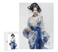 500 PCS Puzzles pour Adultes Geisha in Blue Analyse Et Logique du Jeu De Puzzle Familial Interaction Parent-Enfant 500 PCS