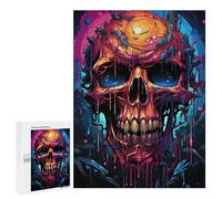 500 PCS Puzzles pour Adultes Glowing Skull Artwork-3 Puzzle pour Adolescents Cadeau d'anniversaire Difficile Et Stimulant Cadeaux d'anniversaire Et De Noël Uniques 500 PCS