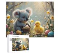 500 PCS Puzzles pour Adultes Koala and Chick with Easter Eggs Puzzle Anti-Stress, Jouet Cadeau pour Femmes, Difficile Et Stimulant 500 PCS