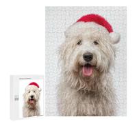 500 PCS Puzzles pour Adultes Komondor Dog with Santa Hat Portrait Analyse Et Logique du Jeu De Puzzle Familial Interaction Parent-Enfant 500 PCS