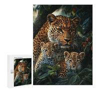 500 PCS Puzzles pour Adultes Leopard Family in Amazon Rainforest-1 Puzzle pour Adolescents Cadeau d'anniversaire Difficile Et Stimulant Cadeaux d'anniversaire Et De Noël Uniques 500 PCS