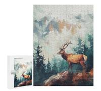500 PCS Puzzles pour Adultes Majestic Deer in Mountain Landscape Analyse Et Logique du Jeu De Puzzle Familial Interaction Parent-Enfant 500 PCS
