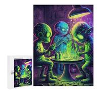 500 PCS Puzzles pour Adultes Puzzle Aliens Conducting Experiments Jeux Relaxants Puzzle Une Œuvre d'art Cadeaux De Noël Et d'anniversaire 500 PCS