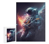 500 PCS Puzzles pour Adultes Puzzle Astronaut Playing Guitar in Space Jeux Relaxants Puzzle Une Œuvre d'art Cadeaux De Noël Et d'anniversaire 500 PCS