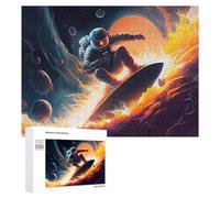 500 PCS Puzzles pour Adultes Puzzle Astronaut Riding A Surfboard in Space Jeux Relaxants Puzzle Une Œuvre d'art Cadeaux De Noël Et d'anniversaire 500 PCS