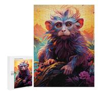 500 PCS Puzzles pour Adultes Puzzle Colorful Monkey Portrait-15 Jeux Relaxants Puzzle Une Œuvre d'art Cadeaux De Noël Et d'anniversaire 500 PCS