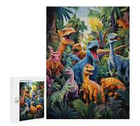 500 PCS Puzzles pour Adultes Puzzle Dinosaur Paradise A Colorful Jungle Scene Jeux Relaxants Puzzle Une Œuvre d'art Cadeaux De Noël Et d'anniversaire 500 PCS