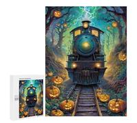 500 PCS Puzzles pour Adultes Puzzle Halloween Train Through The Woods -1 Jeux Relaxants Puzzle Une Œuvre d'art Cadeaux De Noël Et d'anniversaire 500 PCS