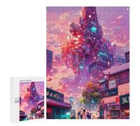 500 PCS Puzzles pour Adultes Puzzle Neon Cityscape Vibrant Urban Fantasy -1 Jeux Relaxants Puzzle Une Œuvre d'art Cadeaux De Noël Et d'anniversaire 500 PCS