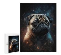 500 PCS Puzzles pour Adultes Space Pug Portrait Puzzle pour Adolescents Cadeau d'anniversaire Difficile Et Stimulant Cadeaux d'anniversaire Et De Noël Uniques 500 PCS