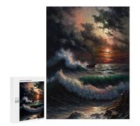 500 PCS Puzzles pour Adultes Stormy Sea at Sunset Analyse Et Logique du Jeu De Puzzle Familial Interaction Parent-Enfant 500 PCS