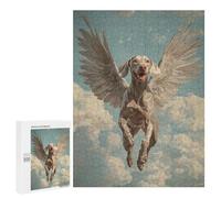500 PCS Puzzles pour Adultes Weimaraner Angel Pet Loss Remembrance Art Dog with Wings Analyse Et Logique du Jeu De Puzzle Familial Interaction Parent-Enfant 500 PCS
