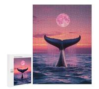 500 PCS Puzzles pour Adultes Whale Tail Under Moonlight Puzzle pour Adolescents Cadeau d'anniversaire Difficile Et Stimulant Cadeaux d'anniversaire Et De Noël Uniques 500 PCS