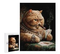 500 PCS Puzzles Royal Cat Smoking Cigar Puzzles pour Adultes Améliorent La Mémoire Défi Éducatif Jouets Jeux Éducatifs 500 PCS