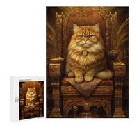 500 PCS Puzzles Royal Persian Cat Throne-5 Puzzles pour Adolescents : Amusants Et Humoristiques ! Chaque Pièce Est Unique - Jouets Éducatifs