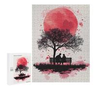 500 PCS Puzzles Silhouette Couple Under Red Moon Puzzles pour Adolescents Découpe De Précision Activités Amusantes À La Maison Jeu Stimulant Et Jeux en Famille 500 PCS