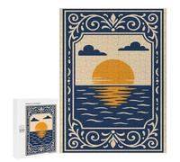 500 PCS Puzzles Sunset Over The Ocean Illustration Puzzles pour Adolescents Découpe De Précision Activités Amusantes À La Maison Jeu Stimulant Et Jeux en Famille 500 PCS