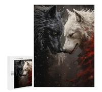 500 PCS Puzzles Two Wolves Fighting Puzzles pour Adultes Jeux Amusants Décoration Parfaite Cadeaux Uniques pour Anniversaire Et Noël 500 PCS