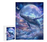 500 PCS Puzzles Whale Dream Clouds Moon Puzzles pour Adolescents : Amusants Et Humoristiques ! Chaque Pièce Est Unique - Jouets Éducatifs