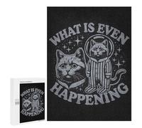 500 PCS Puzzles What is Even Happening - Space Cat Existential Meme Puzzles pour Adolescents Découpe De Précision Activités Amusantes À La Maison Jeu Stimulant Et Jeux en Famille 500 PCS