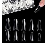 500 Pièces 10 tailles différentes faux ongles et capsules, Longue Faux Ongle de Cercueil Transparent Faux Ongle, Acrylique Ongles Avec Boîte Transparente Faux Ongles en Acrylique