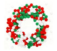 500 Pièces 10mm Pompon Colorées, Pompons de Noël Rouges Verts et Blancs en Peluche, pour Bricolage CréAtif, Décoration de NoëL