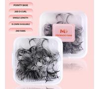 500 pièces, 240 pièces Éventails pré-faits 20D D Curl Simple et Mélange de longueurs Plateau -8-15mm Curl D - Éventails de cils pré-faits pour extensions de cils Volume Fluffy Cils faits à la main Éve