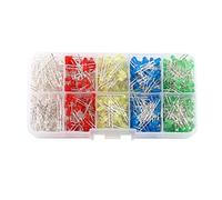 500 Pièces 3mm Diodes de Lumière LED Blanc Jaune Rouge Bleu Vert Assortiment Diodes Lumière LED Circuit LED Kit Assorti