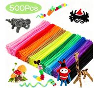 500 pièces/400 pièces/200 pièces/100 pièces Set de cure-pipes de couleur macaron mixte, tiges de chenille en peluche douce et améliorées, idéales pour les projets d'artisanat et de décoration DIY pour