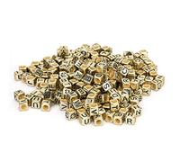 500 Pièces 6mm carré Acrylique Alphabet Lettre Perles A à Z Motif Perles pour la Fabrication de Bijoux Bracelets Colliers Porte-clés (Or)