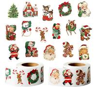 500 Pièces Autocollant Noel, 16 modèles Etiquette Noel Autocollants Noel, Etiquette Cadeau Noel Gommettes Noel, Gomette Noel Feutrine Autocollante Enfants pour Carte sac Enveloppe