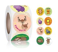 500 Pièces Autocollants Animaux Ronds Autocollant Animaux En Rouleau 2.5cm Étiquette Adhésif Bricolage Récompenses Autocollants