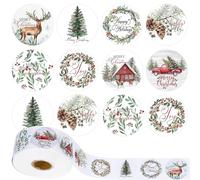 500 Pièces Autocollants de Noël, Autocollants Ronds de Noël, Rouleau D'autocollants de Noë, Idéal pour Décorer des Sacs Cadeaux de Noëls, des Sachets de Bonbons Et pour Le Scrapbooking