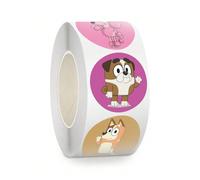 500 pièces Autocollants rouleau Bluey Anime Autocollants de récompense amusants pour enfants Décoration pour ordinateur portable, téléphone, guitare, planche à roulettes, jouets pour enfants Taille Un