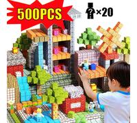 500 pièces blocs de construction magnétiques Montessori tige jouets sensoriels éducatifs Mine monde aimant Cube cadeaux pour enfants garçons filles 10 PIÈCES ET 1 Poupée