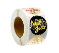500 Pieces Bonne Année Autocollant, 38MM Rouleau Bonne Année Stickers Étiquette, Autocollant « Happy New Year » Colorés pour Cartes, Enveloppes, Emballage Cadeau, Décoration Nouvel An 2026