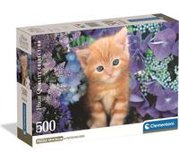 Clementoni - Puzzle pour Adultes 500 Pièces, HQC Ginger Cat Compact Box, Fabriqué en Italie, 35585