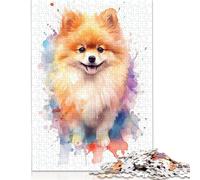 500 pièces - Chien pointu Poméranien mignon - Puzzle carré en bois pour adultes - Jeu éducatif - Jouet de défi - 500 pièces (52 x 38 cm)