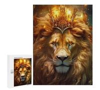 500 pièces de puzzle pour adolescents Golden Crowned Lion Majesty - 2 puzzles pour adultes : analyse des jeux familiaux et défi d'apprentissage logique 500 pièces