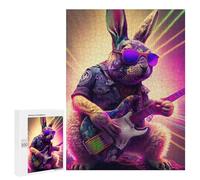 500 pièces de puzzle pour adolescents Lapin Rock Star Guitar Puzzle pour adultes - Jouet de bricolage, cadeau d'anniversaire amusant et humoristique, 500 pièces