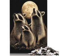 500 pièces de Puzzle « Ratons laveurs au Clair de Lune » pour Adultes et Adolescents, Puzzles en Bois, Jeux familiaux, Cadeaux de Noël, 52 x 38 cm