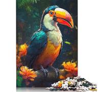 500 pièces de puzzle toucan dans la jungle pour adultes - Puzzle en bois - Jouets éducatifs pour soulager le stress - 500 pièces (52 x 38 cm)