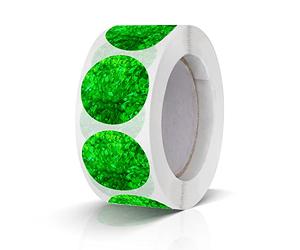500 pièces d'étiquettes autocollantes rondes de 25 mm, rouleau de petits points adhéifs scintillants verts - Meitaat