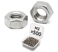 500 pièces Écrou M2 inox - Ecrous hexagonaux en Acier Inoxydable A2 pour vis métal diamètre 2mm, lot en boîte, Boulon filetage métrique DIN 934 / ISO 4032